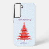 Moderner Weihnachtsbaum Red Blue Personalisiert Samsung Galaxy Hülle (Rückseite)