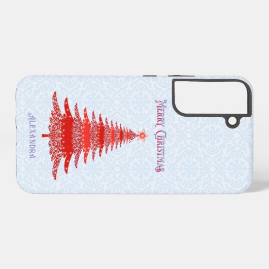 Moderner Weihnachtsbaum Red Blue Personalisiert Samsung Galaxy Hülle (Rückseite (Horizontal))