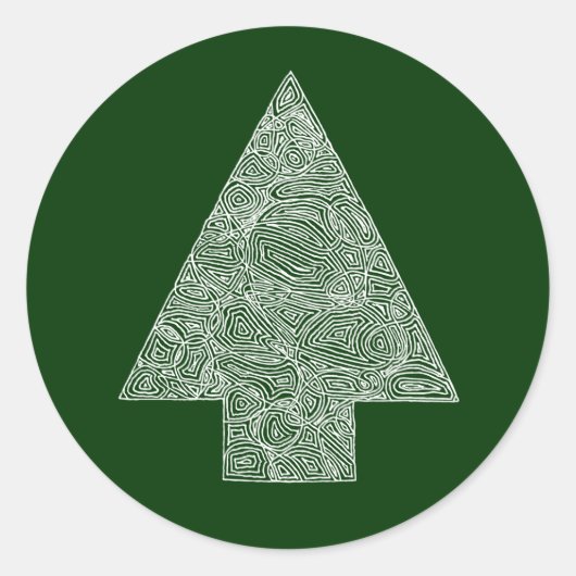 Moderner Weihnachtsbaum Runder Aufkleber (Vorderseite)