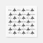 Moderner Weihnachtsbaum Schwarz-Weiß-Party Serviette (Vorderseite)