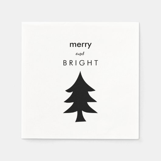 Moderner Weihnachtsbaum Schwarz-Weiß Serviette (Vorderseite)