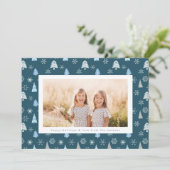 Moderner Weihnachtsbaum Snowflake Foto Benutzerdef Feiertagskarte (Stehend Vorderseite)