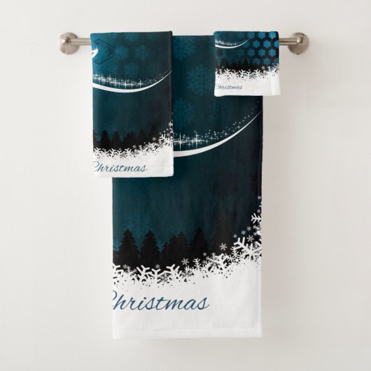 Moderner Weihnachtsbaum und Lichtmuster Badhandtuch Set (Insitu)