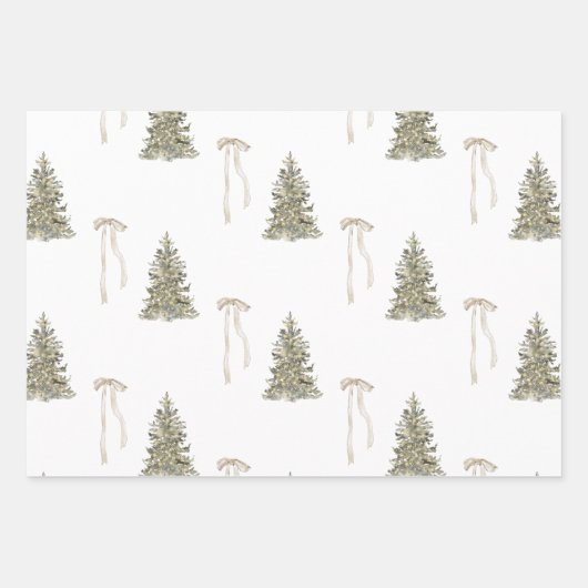 Moderner Weihnachtsbaum und niedliches Bugmuster Geschenkpapier Set (Vorderseite)