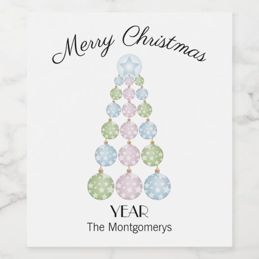Moderner Weihnachtsbaum von Pastelschmuck Weinetikett (Einzelnes Label)