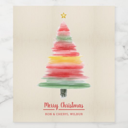 Moderner Weihnachtsbaum Weinetikett (Einzelnes Label)