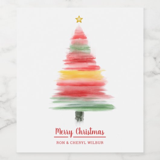 Moderner Weihnachtsbaum Weinetikett (Einzelnes Label)