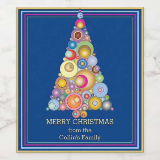 Moderner Weihnachtsbaum Weinetikett (Einzelnes Label)