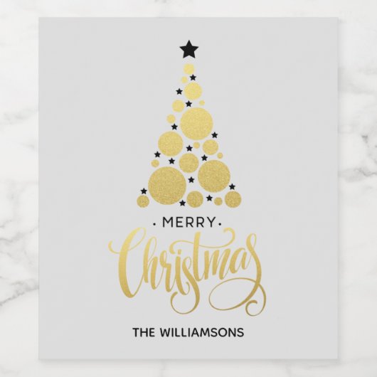 Moderner Weihnachtsbaum Weinetikett (Einzelnes Label)