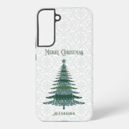 Moderner Weihnachtsbaum Weiß Grün Personalisiert Samsung Galaxy Hülle