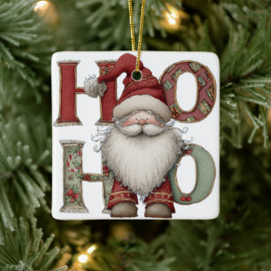 Moderner Weihnachtsbaumschmuck Weihnachtsmann HO Keramikornament