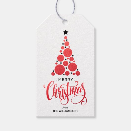 Moderner Weihnachtsbaumurlaub Geschenkanhänger (Vorderseite)