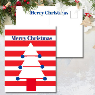 Moderner Weihnachtsbaumurlaub in Rot und Weiß Postkarte