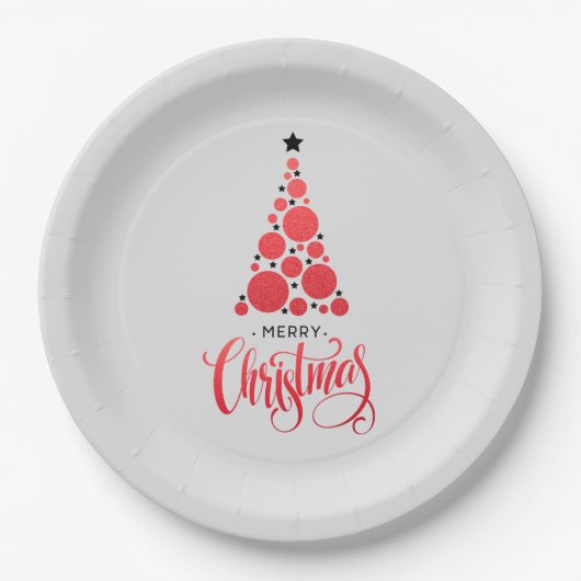 Moderner Weihnachtsbaumurlaub Pappteller (Vorderseite)