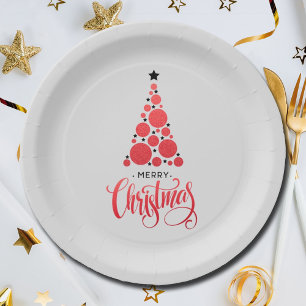 Moderner Weihnachtsbaumurlaub Pappteller