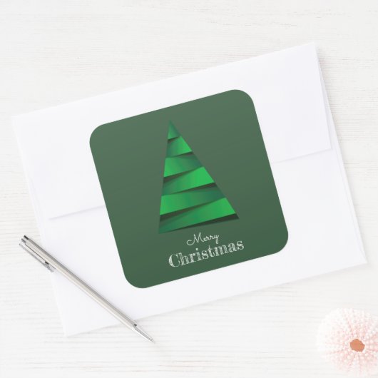 Moderner Weihnachtsbaumurlaub Quadratischer Aufkleber (Umschlag)