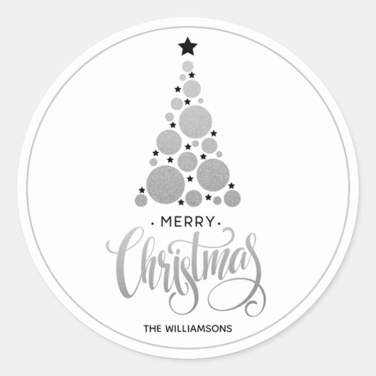 Moderner Weihnachtsbaumurlaub Runder Aufkleber (Vorderseite)