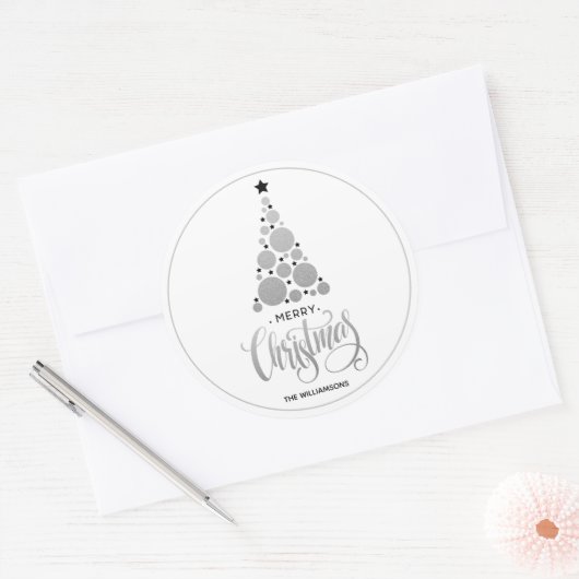 Moderner Weihnachtsbaumurlaub Runder Aufkleber (Umschlag)