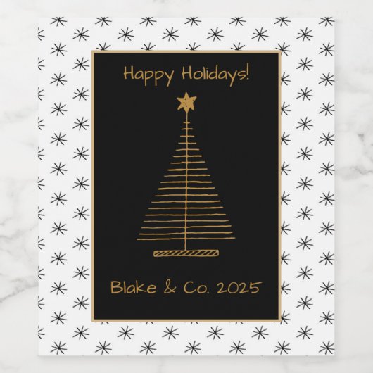 Moderner Weihnachtsbaumurlaub Weinetikett (Einzelnes Label)