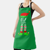 Moderner Weihnachtself-Squad auf Grün Schürze (InSitu)