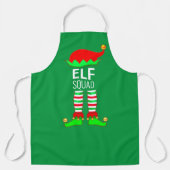 Moderner Weihnachtself-Squad auf Grün Schürze (Vorderseite)