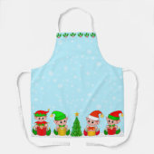 Moderner Weihnachtself-Squad auf Light Blue Schürze (Vorderseite)