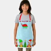 Moderner Weihnachtself-Squad auf Light Blue Schürze (Insitu)