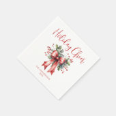 Moderner Weihnachtsfeiertag Chefin Script Red Bow Serviette (Ecke)