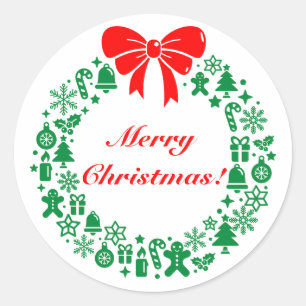 Moderner Weihnachtsfeiertag, der aus Weihnachtsmot Runder Aufkleber