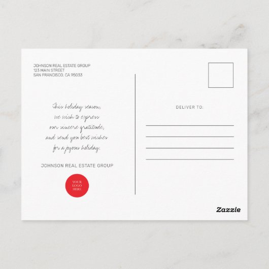 Moderner Weihnachtsfeiertag im Grünen Postkarte (Rückseite)