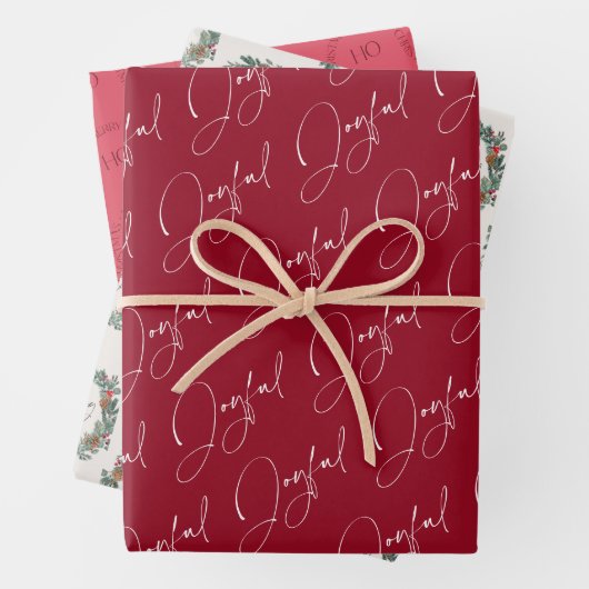 Moderner Weihnachtsfrohe Roter Kranz Geschenkpapier Set (Beispiel)