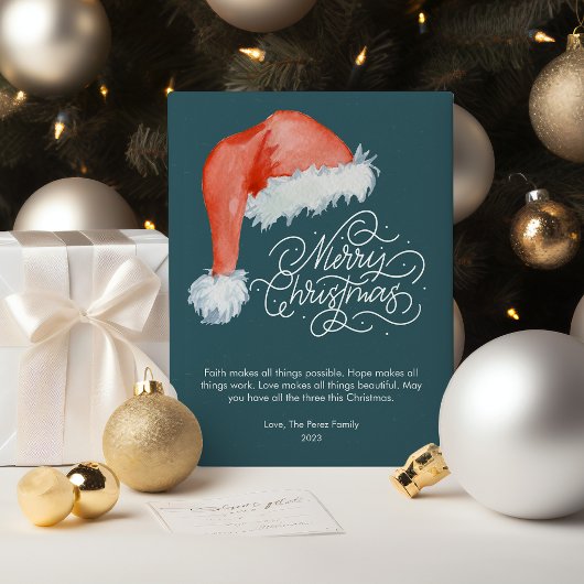 Moderner Weihnachtshut flach Feiertagskarte