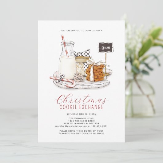 Moderner Weihnachtskochtausch Einladung (Stehend Vorderseite)