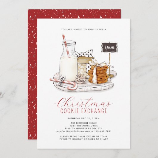 Moderner Weihnachtskochtausch Einladung (Vorne/Hinten)