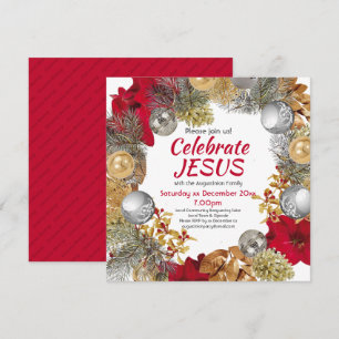 Moderner Weihnachtskranz CELEBRATE JESUS Square Einladung