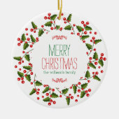 Moderner Weihnachtskranz frohe Weihnachten Keramikornament (Vorne)