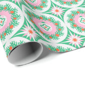 Moderner Weihnachtskranz Geometrisches Blumenmuste Geschenkpapier (Rolleneckpunkt)