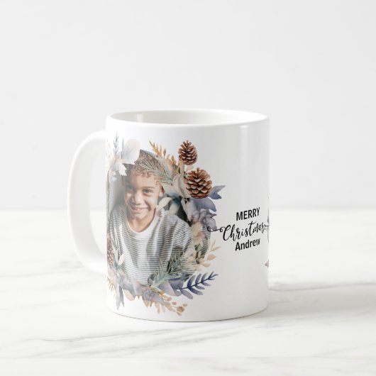 moderner Weihnachtskranz Kaffeetasse (Vorderseite Links)