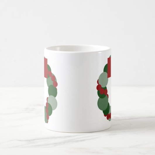 Moderner Weihnachtskranz mit Monogramm Kaffeetasse (Mittel)