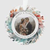 Moderner Weihnachtskranz | Verheiratetes und fröhl Ornament (Vorderseite)