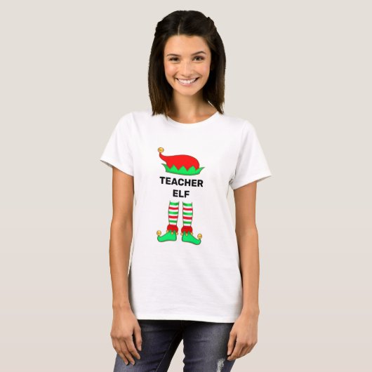 Moderner Weihnachtslehrer Elf T - Shirt (Vorne ganz)