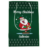 Moderner Weihnachtsmann frohe Weihnachten Mittlere Geschenktüte (Vorderseite)