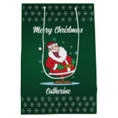 Moderner Weihnachtsmann frohe Weihnachten Mittlere Geschenktüte (Rückseite)