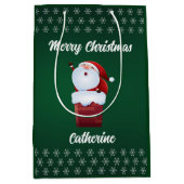 Moderner Weihnachtsmann frohe Weihnachten Mittlere Geschenktüte (Vorderseite)