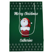 Moderner Weihnachtsmann frohe Weihnachten Mittlere Geschenktüte (Rückseite)