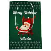 Moderner Weihnachtsmann frohe Weihnachten Mittlere Geschenktüte (Vorderseite)