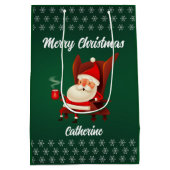 Moderner Weihnachtsmann frohe Weihnachten Mittlere Geschenktüte (Rückseite)