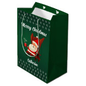 Moderner Weihnachtsmann frohe Weihnachten Mittlere Geschenktüte (Rückseite Schrägansicht)