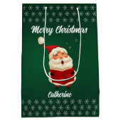 Moderner Weihnachtsmann frohe Weihnachten Mittlere Geschenktüte (Rückseite)