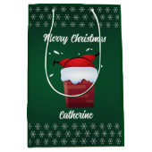 Moderner Weihnachtsmann frohe Weihnachten Mittlere Geschenktüte (Vorderseite)